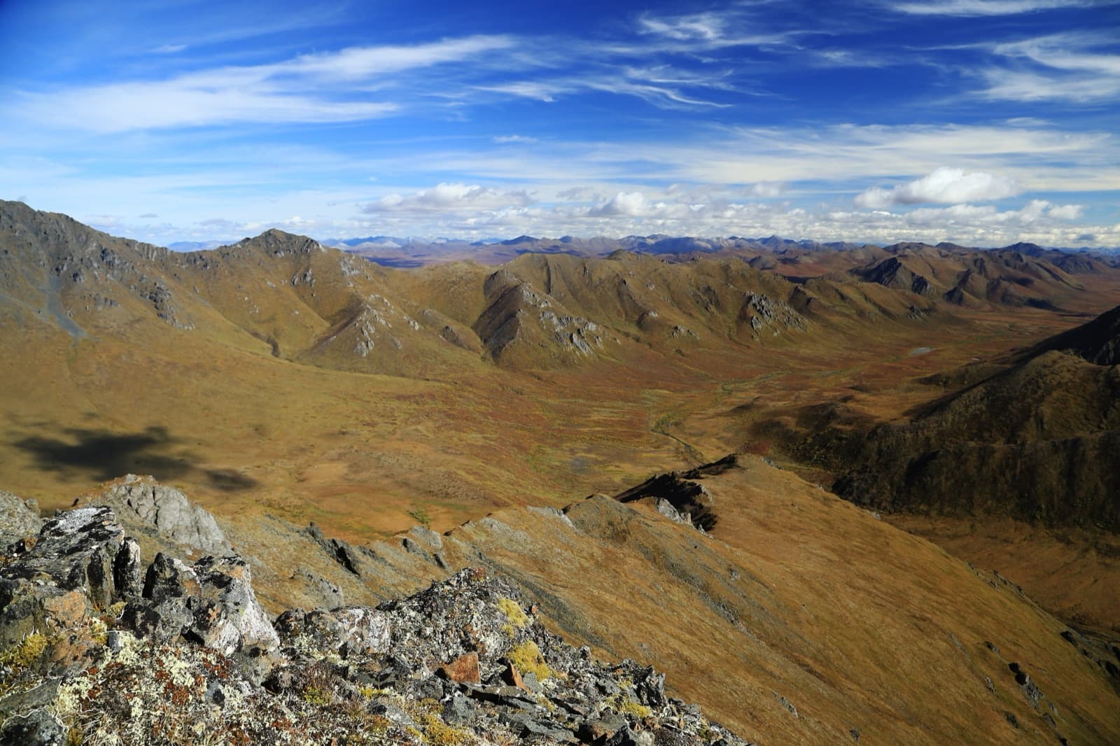 Rolling tundra and mountains in Tombstone Territorial Park, Yukon